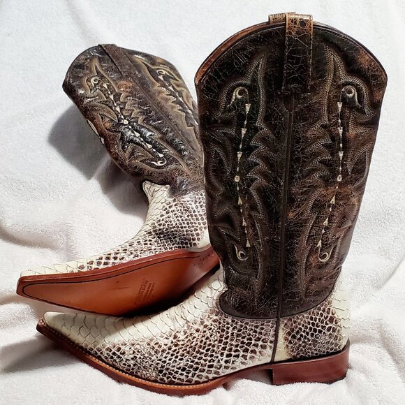 (SOLD on EBay) FORASTERO Men's Leather, Python Skin, Western Boots-Brn&Wht-Sz:8W - Picture 7 of 14